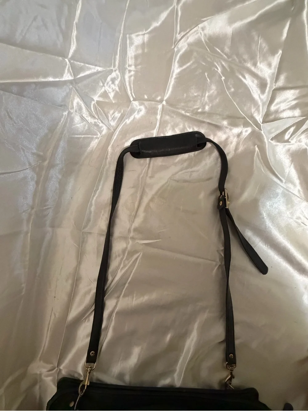 Vintage Black Genuine Leather Briefcase / Laptop Messenger Bag Shoulder Strap